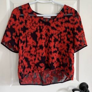 Aritzia Babaton “Randy” Sheer Cropped Boxy Blouse
